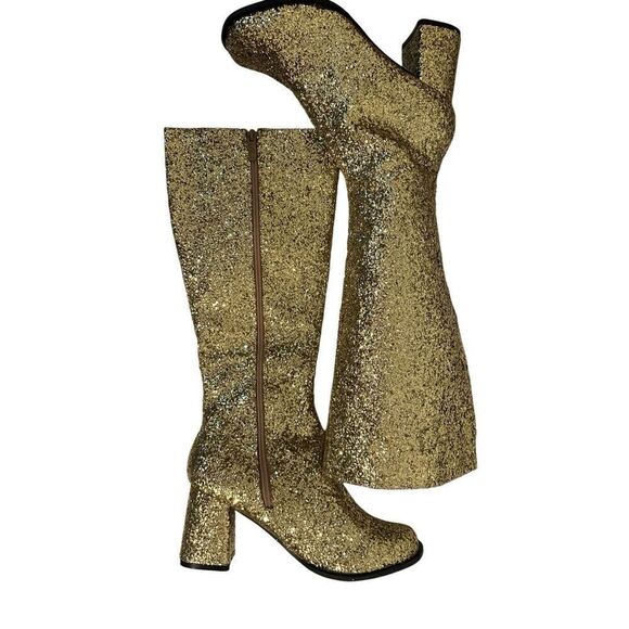 Ellie Women's Gold Glitter Go-Go Chelsea Boots Size 10 - Picture 2 of 9